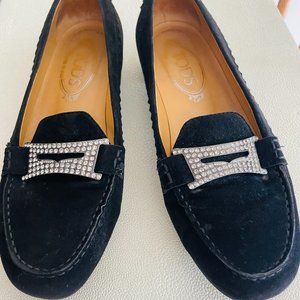 Black Suede Tod's loaders size 8M in great condition